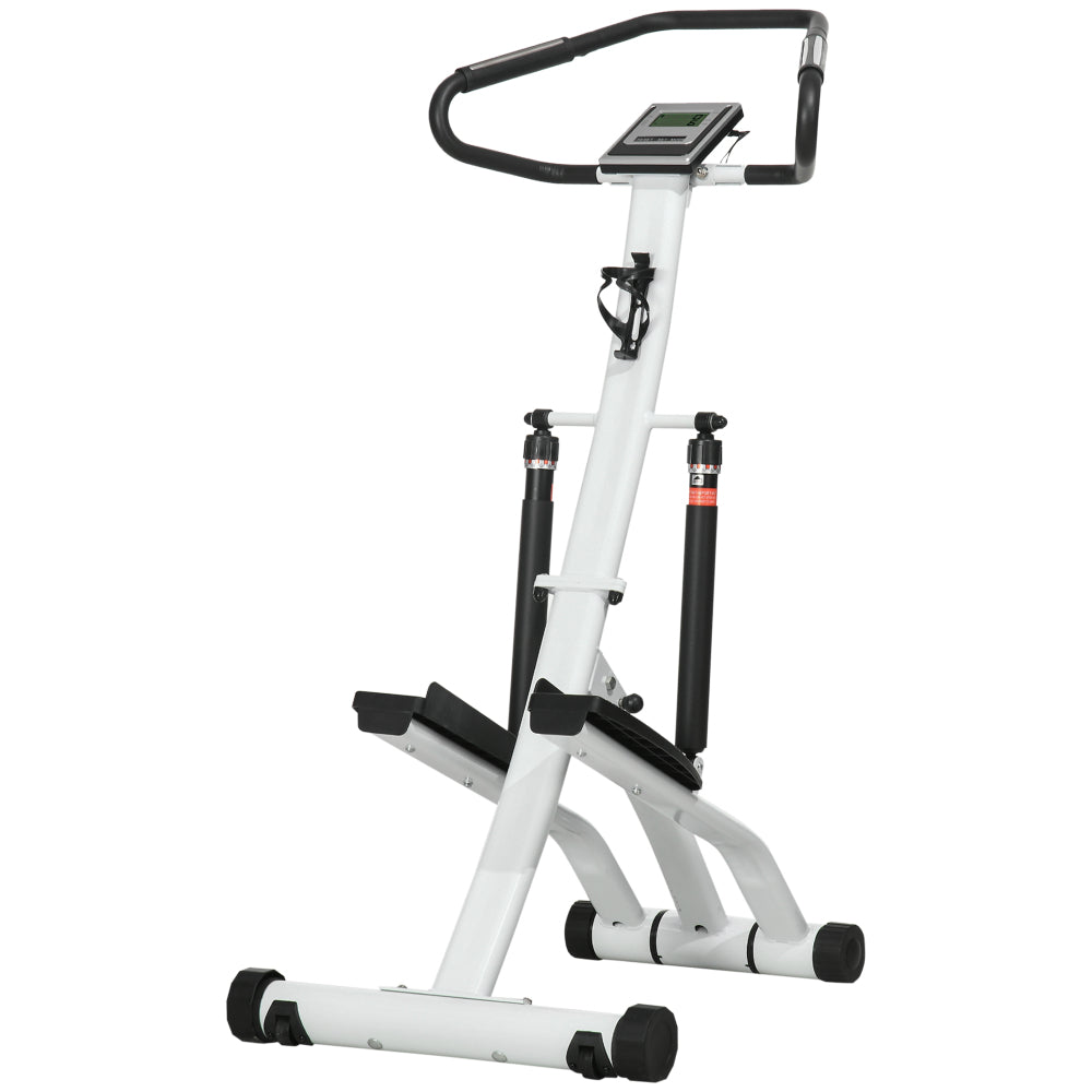 Stepper mit Handgriff in Weiß/Schwarz, 12-stufiger Widerstand für Heimtraining