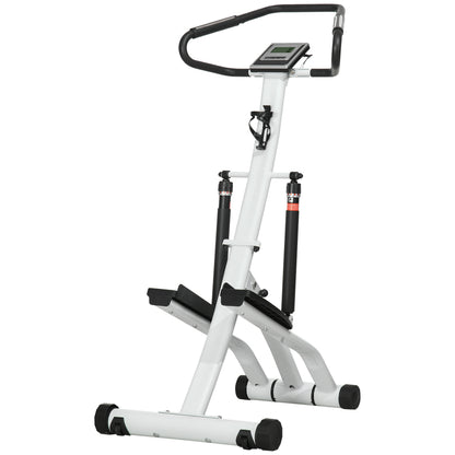 Stepper mit Handgriff in Weiß/Schwarz, 12-stufiger Widerstand für Heimtraining