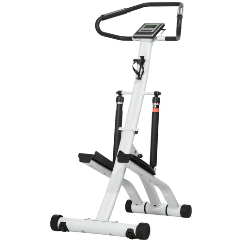 Stepper mit Handgriff in Weiß/Schwarz, 12-stufiger Widerstand für Heimtraining