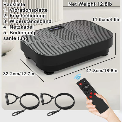 Technische Daten: Nettogewicht 12,5 kg und Maße der schwarzen Platte