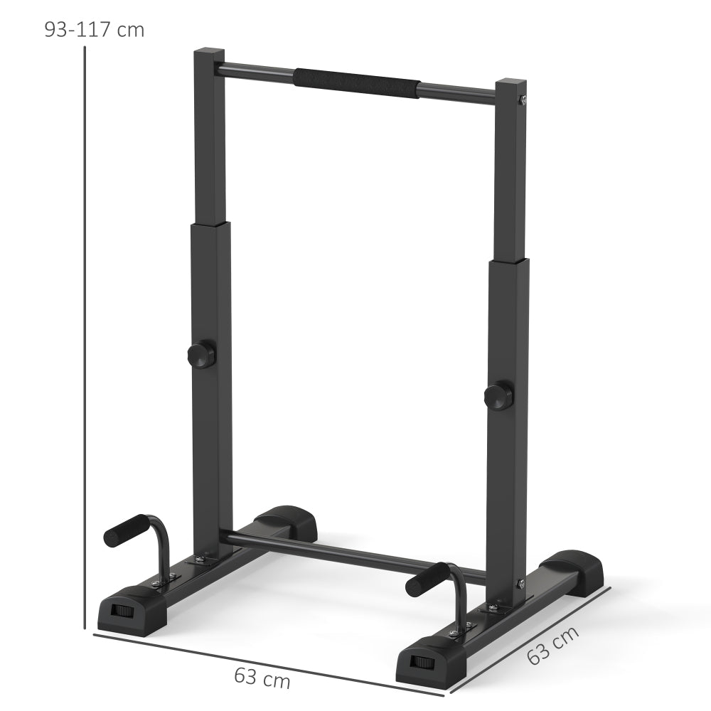 Technische Maße: Basis 73x63 cm, Höhenverstellbar 93-117 cm.