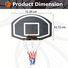 Technische Zeichnung: Backboard 72,39 x 45,72 cm, passend für Heimanwendungen.