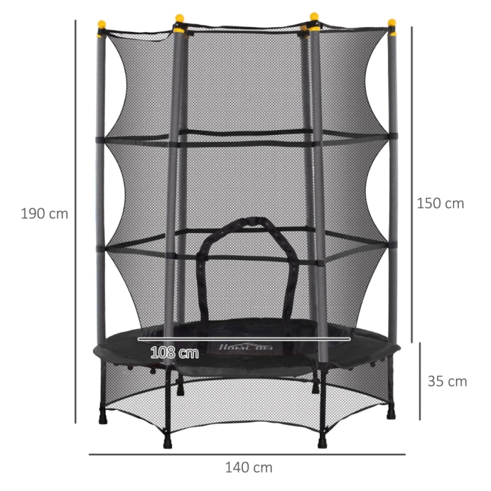 Technische Zeichnung: Gesamthöhe 190 cm, Durchmesser 140 cm, Einstiegshöhe 35 cm.