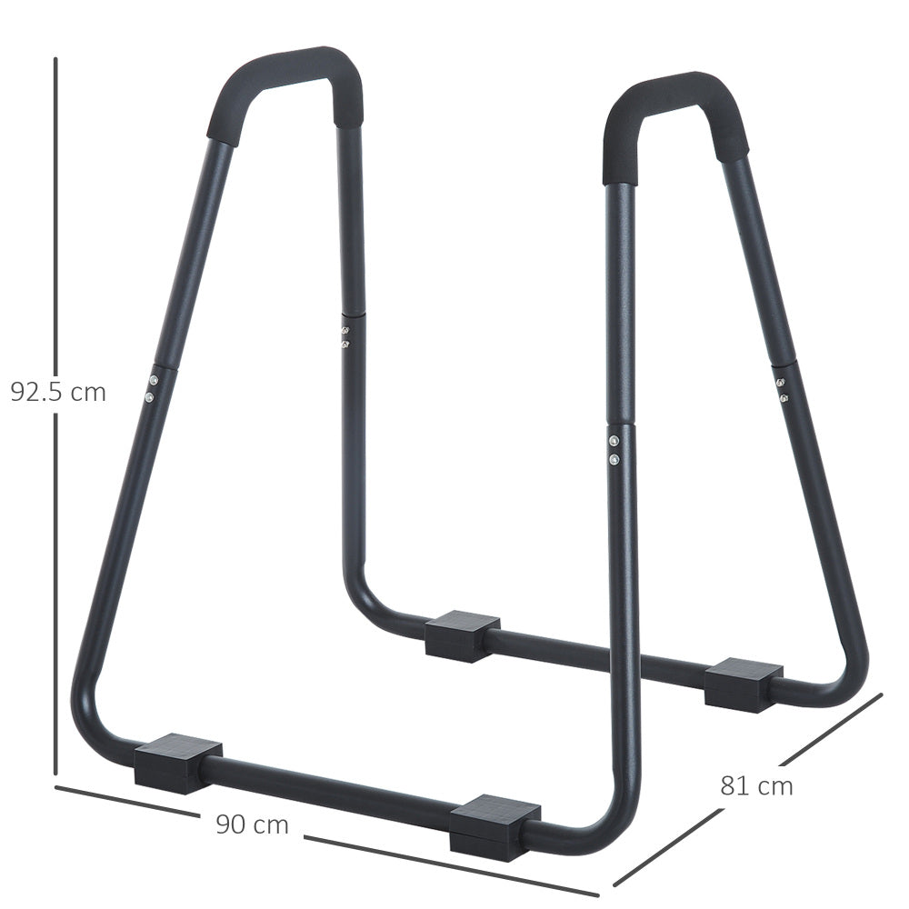Technische Zeichnung der Dipstation mit Maßen: Höhe 92,5 cm, Breite 90 cm und Tiefe 81 cm.