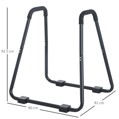 Technische Zeichnung der Dipstation mit Maßen: Höhe 92,5 cm, Breite 90 cm und Tiefe 81 cm.