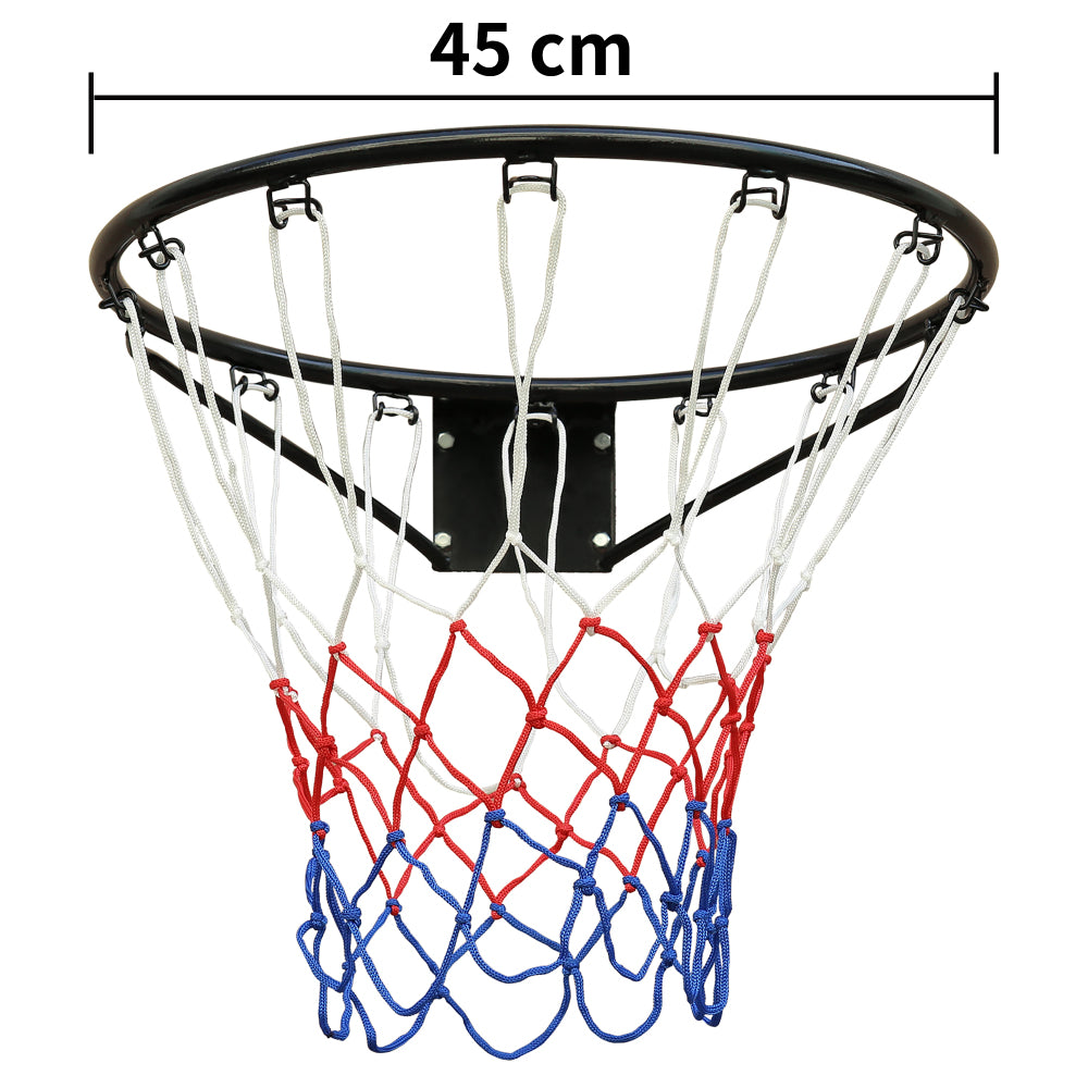 Technische Zeichnung des schwarzen Basketballrings mit 45 cm Durchmesser.