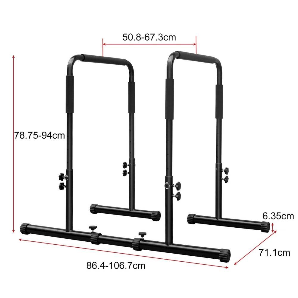 Technische Zeichnung mit Zentimeterangaben für Höhe (78,75-94 cm) und Basisbreite (65 cm).