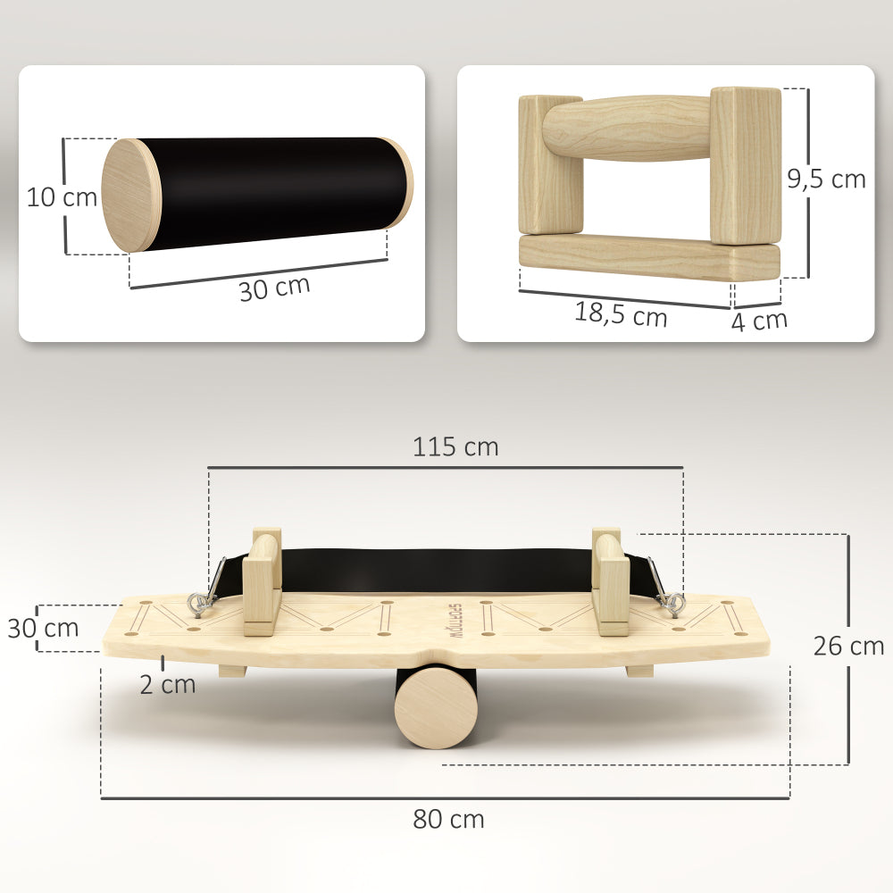 Technische Zeichnung zeigt Boardmaße (80x30 cm), Rollenmaße (36x10 cm) und Griffhöhe (11,5 cm).