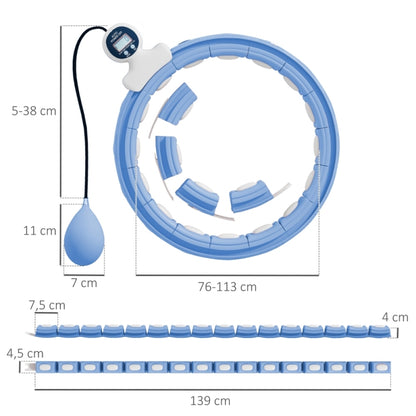 Technische Zeichnung zeigt den Durchmesser von 44,3 cm und die 16 einstellbaren Segmente.