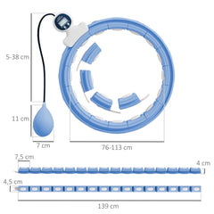 Technische Zeichnung zeigt den Durchmesser von 44,3 cm und die 16 einstellbaren Segmente.