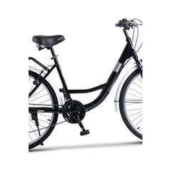 Tiefer Einstieg des robusten Stahlrahmens für bequemes Aufsteigen.