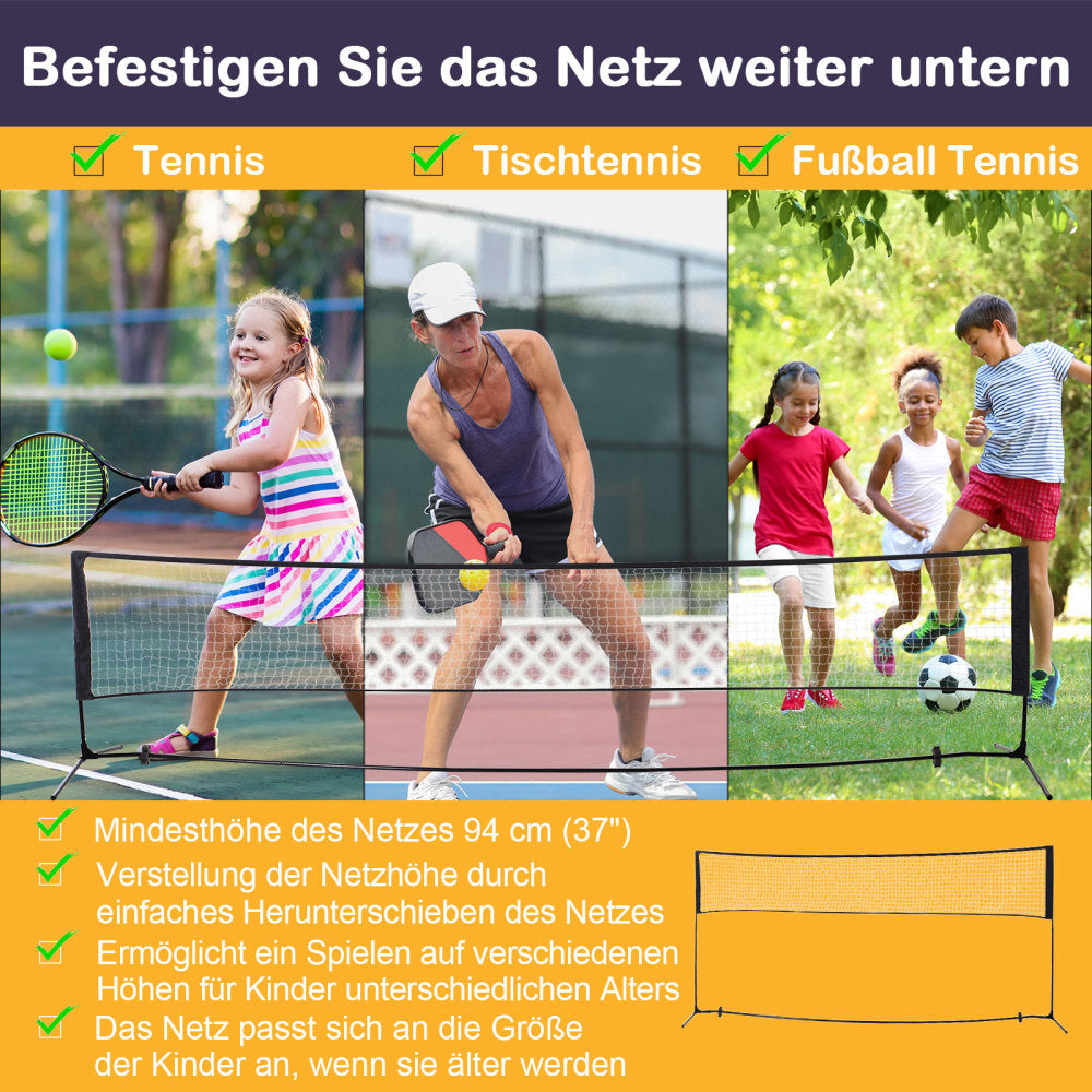 Vergleichsbilder für Tennis, Tischtennis und Fußball-Tennis; Netz auf 94 cm Höhe eingestellt.