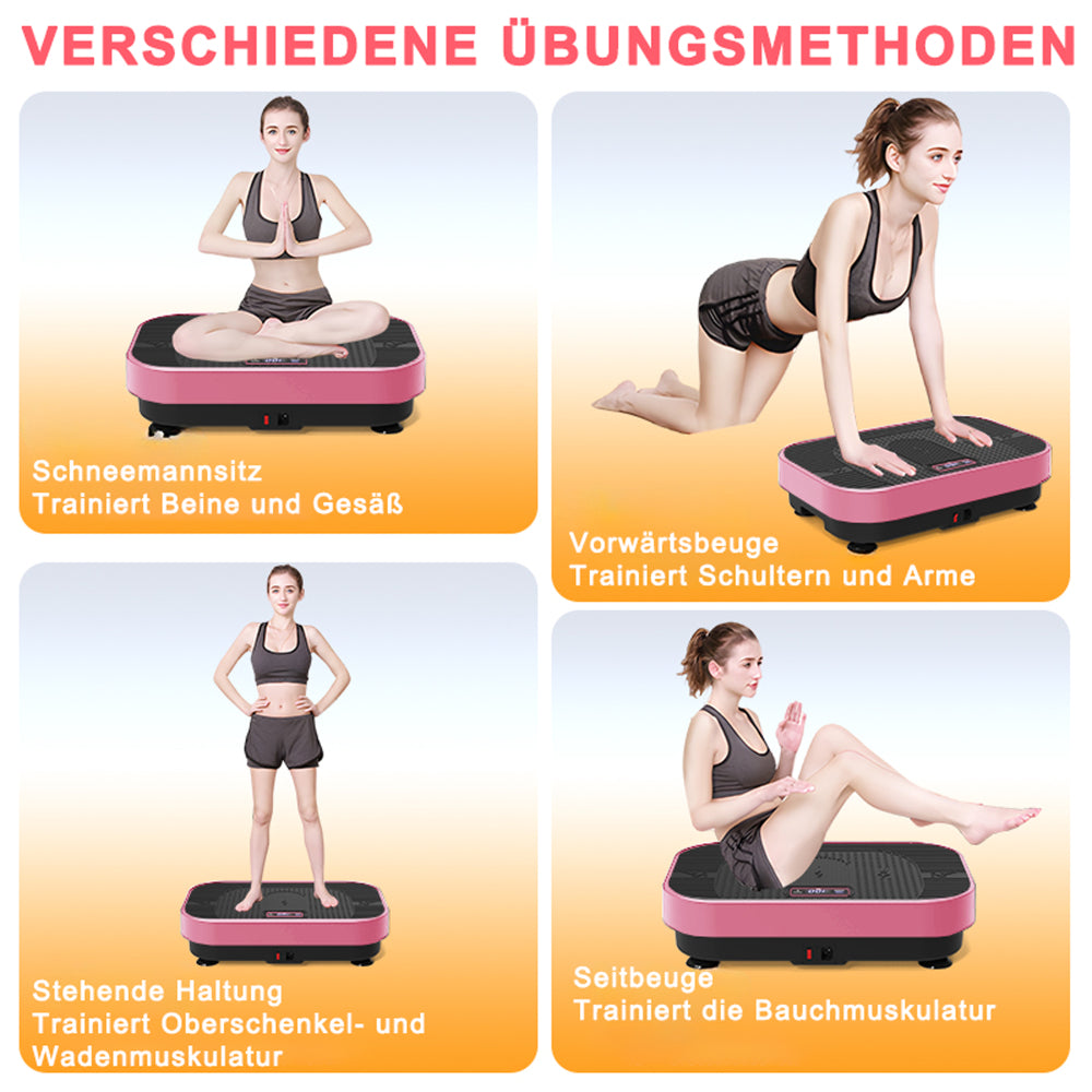 Verschiedene Übungsmethoden: Squats und Armtraining auf der pinken Platte