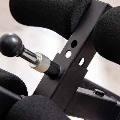 Verstellmechanismus mit Sicherungsstift zur Anpassung an die Körpergröße.