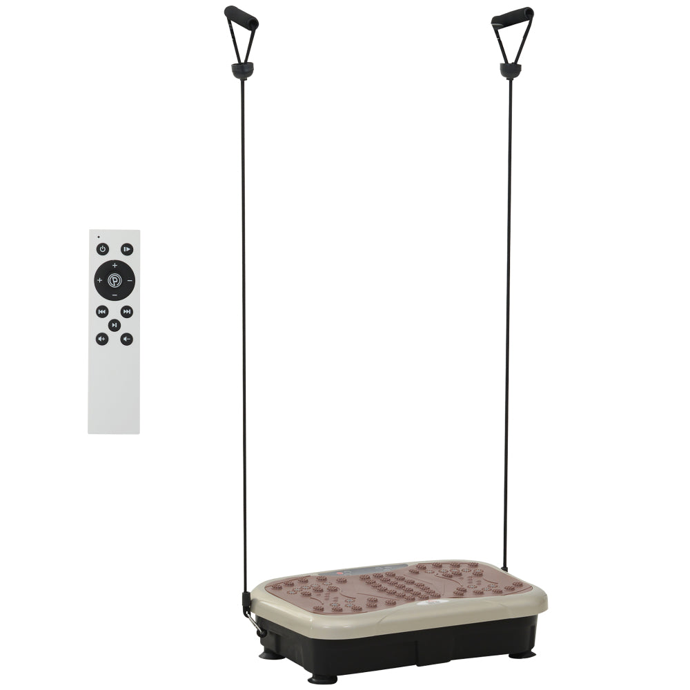Vibrationsplatte Beige mit Widerstandsbändern und Fernbedienung