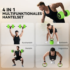 Vielseitigkeit: Nutzung als Hanteln, Kettlebell, Langhantel und Push-Up Bars