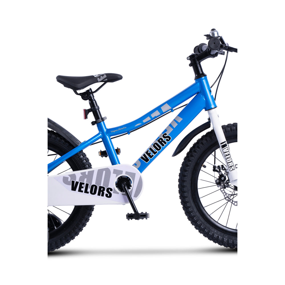 Vorderansicht Kinderfahrrad 18 Zoll in Blau mit Scheibenbremse