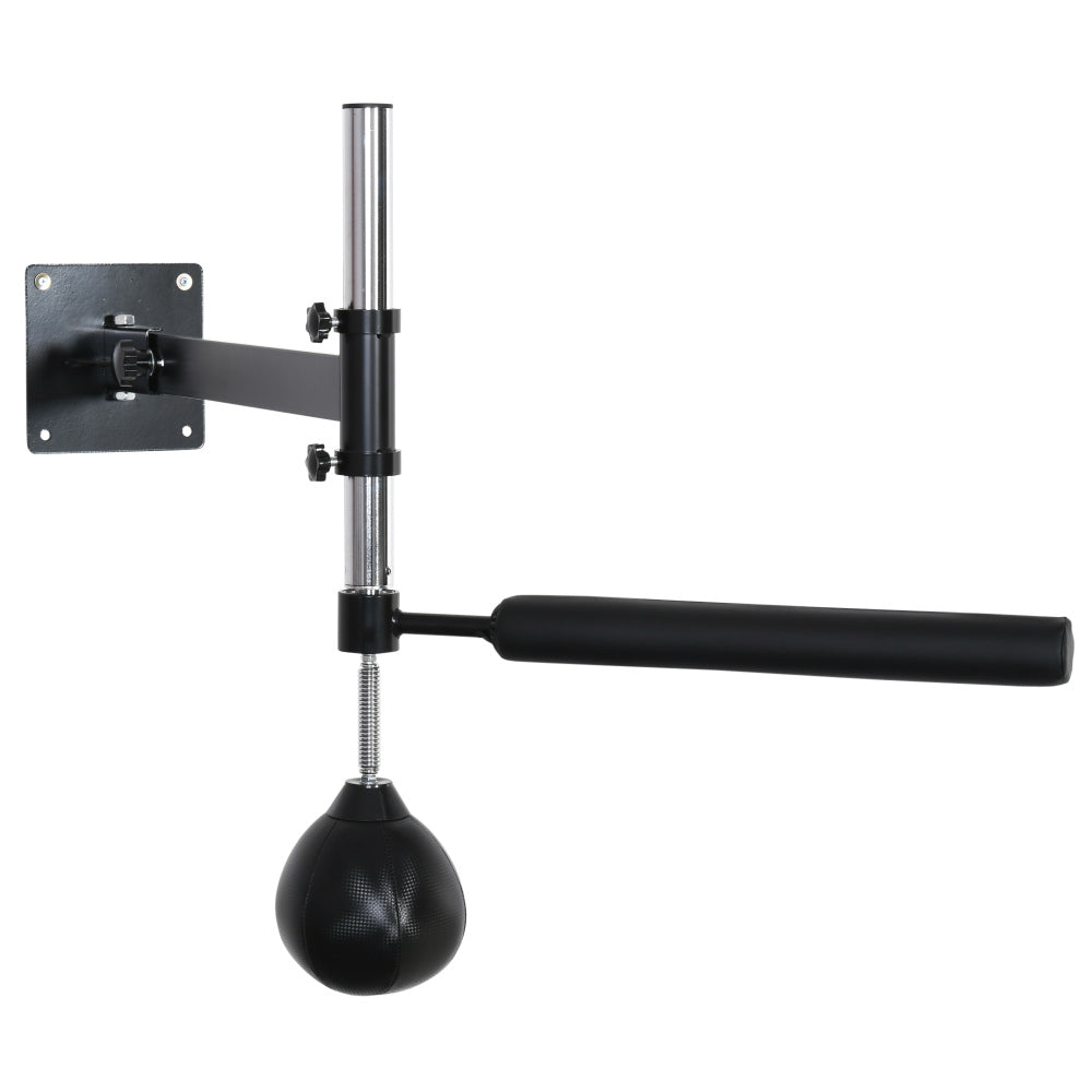 Wandmontierte Boxstation mit Speedball und 360° Reflex-Stange in Schwarz.