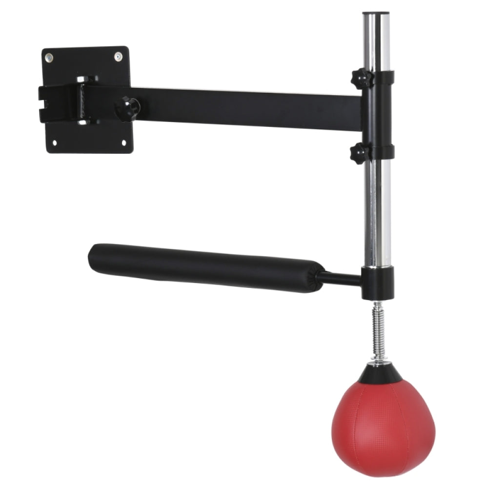 Wandmontierte Boxstation mit rotem Speedball und 360° Reflex-Stange.