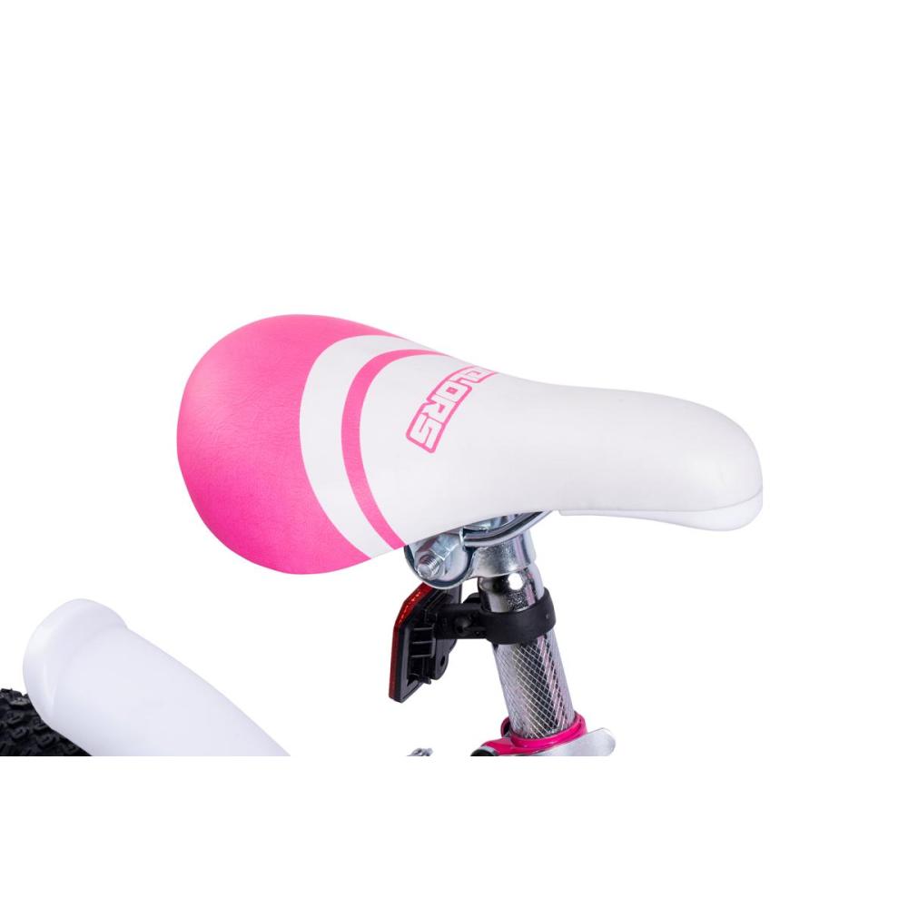Weiß-rosa ergonomischer Sattel für das 16 Zoll Kinderfahrrad