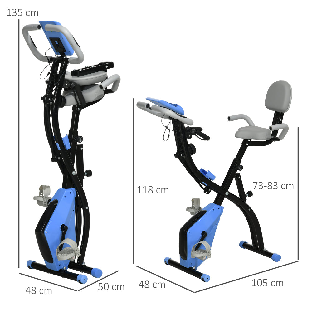 H102 Heimtrainer Maße – Aufgebaut 118×48×50 cm, gefaltet 105×48 cm, Sitzhöhe 73–83 cm