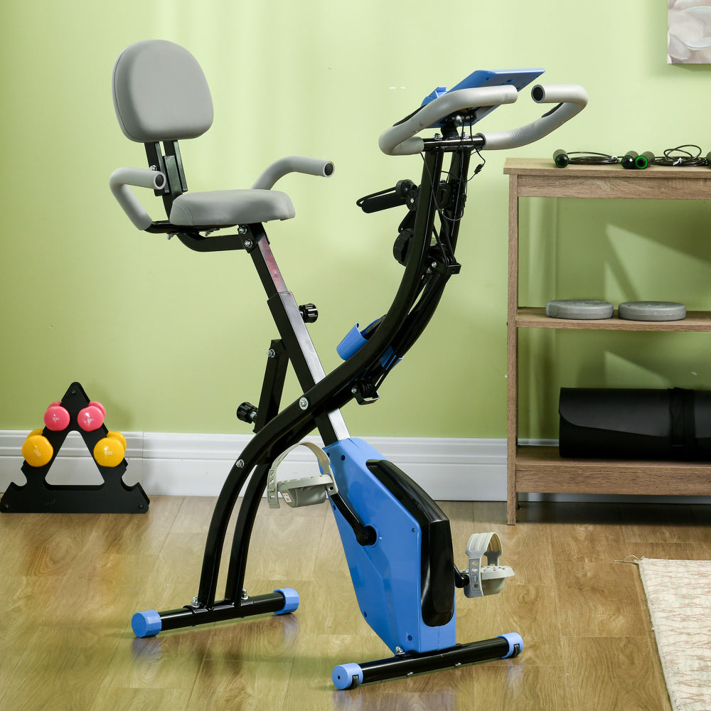 H102 Heimtrainer Blau – Effektives Training auf dem faltbaren X-Bike im Wohnzimmer