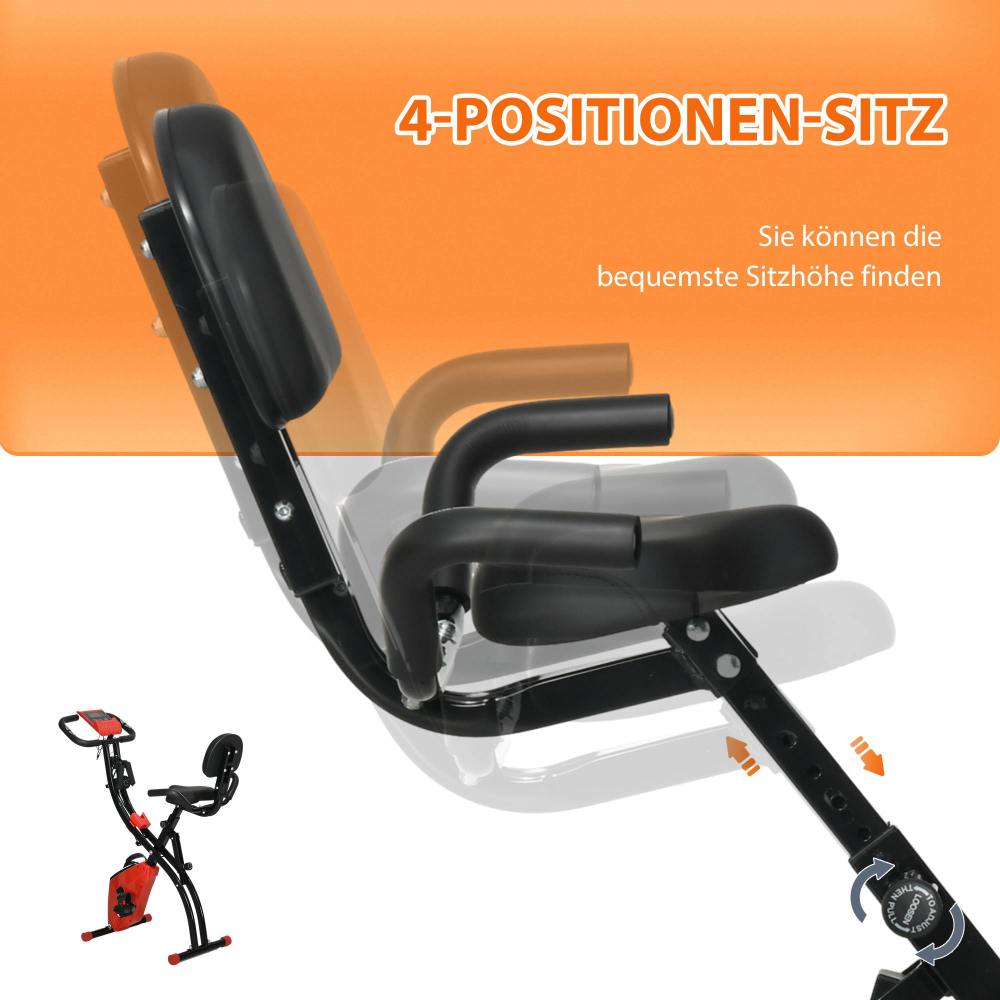 H102 Heimtrainer – 4-Positionen-Sitz mit komfortabler Rückenlehne für optimale Sitzposition