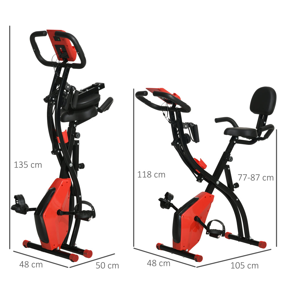 H102 Heimtrainer Maße – Aufgebaut 135×48×50 cm, gefaltet 118×48×105 cm, Sitzhöhe 77–87 cm
