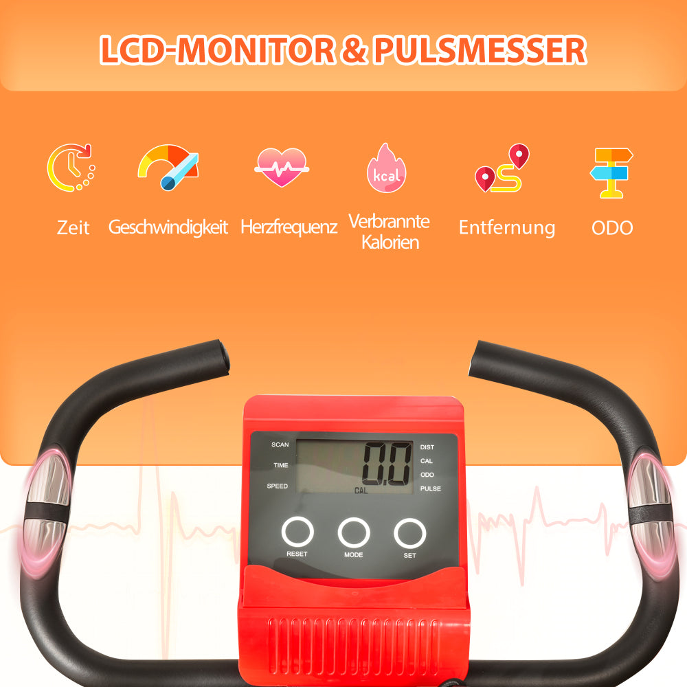 H102 Heimtrainer – LCD-Monitor & Pulsmesser mit Zeit, Geschwindigkeit, Herzfrequenz, Kalorien und Distanz