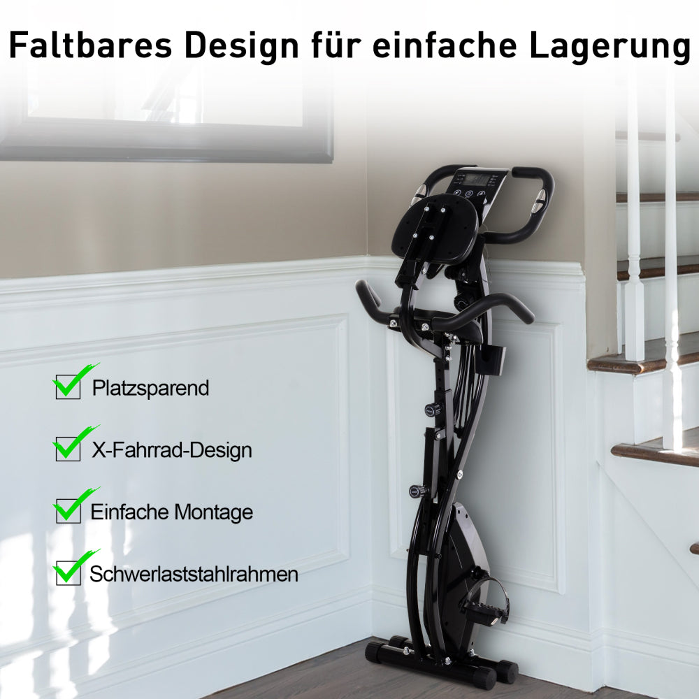 H102 Heimtrainer – Faltbares Design für einfache Lagerung: platzsparend, X-Fahrrad-Design, Schwerlaststahlrahmen