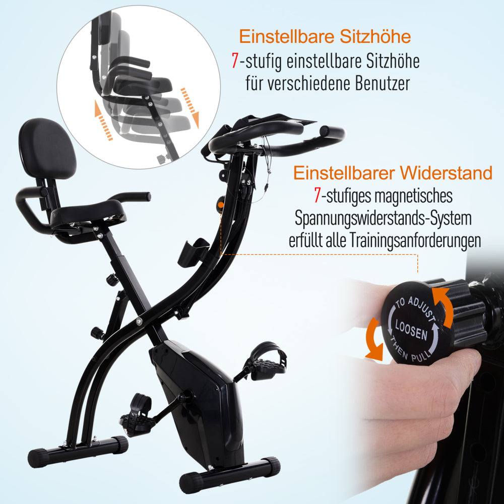 H102 Heimtrainer Schwarz – 7-stufig einstellbare Sitzhöhe und 7-stufiger magnetischer Widerstand mit Drehknopf