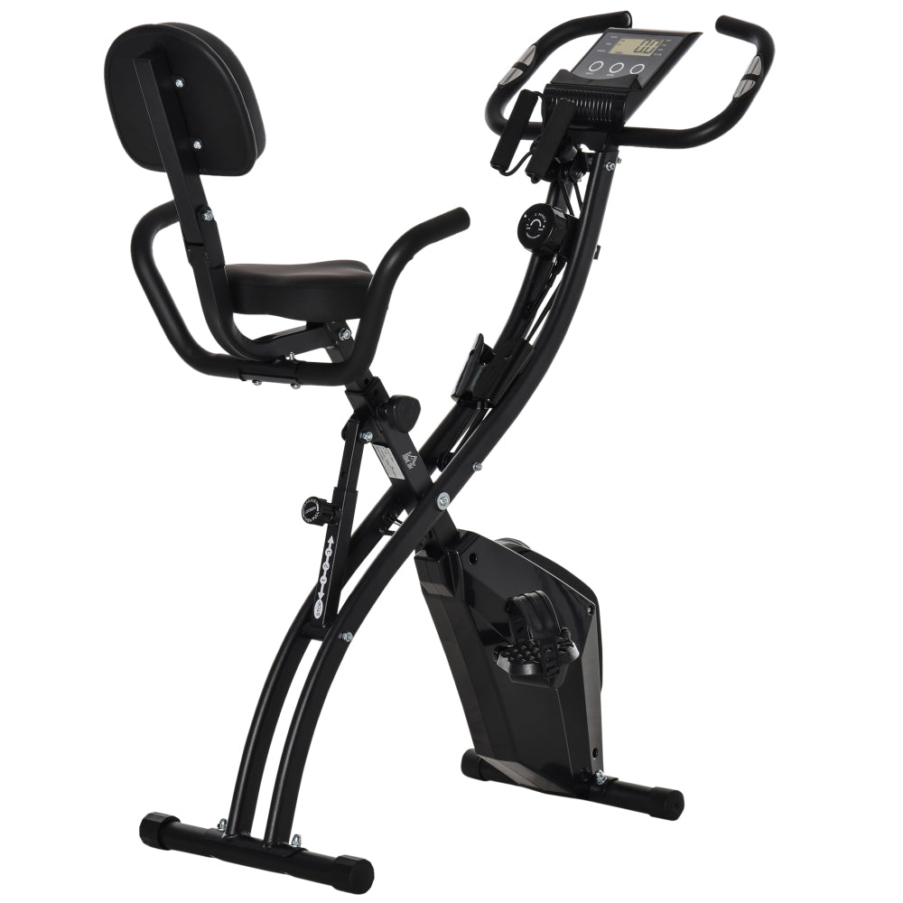 Sunjetfit H102 Heimtrainer – Faltbares X-Bike in Schwarz mit Rückenlehne und LCD-Monitor