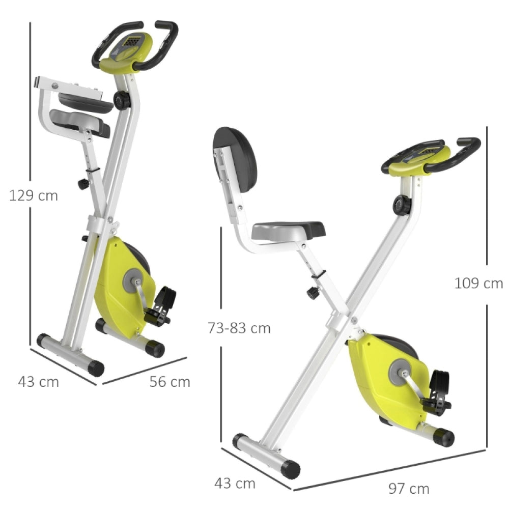H103 Heimtrainer Maße – Aufgebaut 125×43×56 cm, gefaltet 109×43×97 cm, Sitzhöhe 73–83 cm