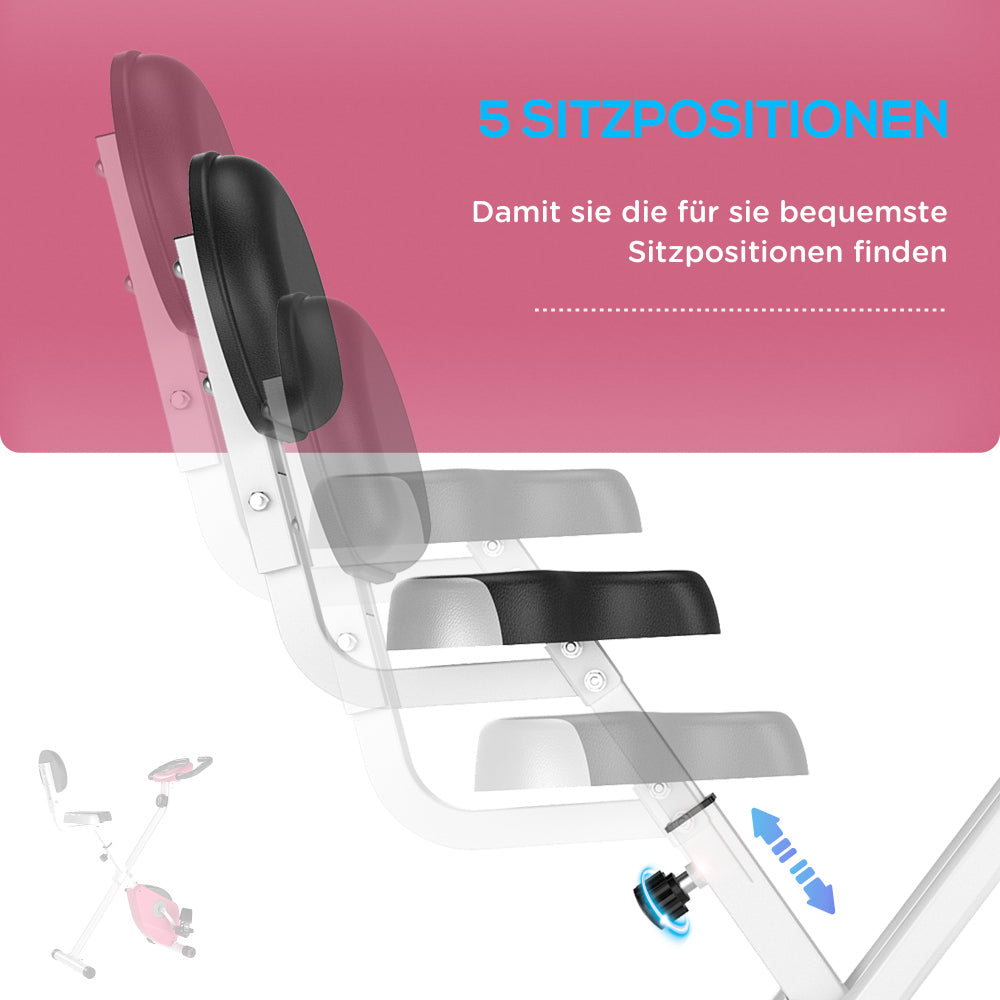 H103 Heimtrainer Pink – 5 Sitzpositionen mit komfortabler Rückenlehne