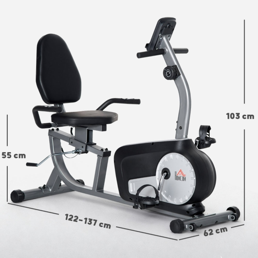 H104 Liegeheimtrainer Maße – Länge 122–137 cm, Breite 62 cm, Höhe 103 cm, Sitzhöhe 55 cm