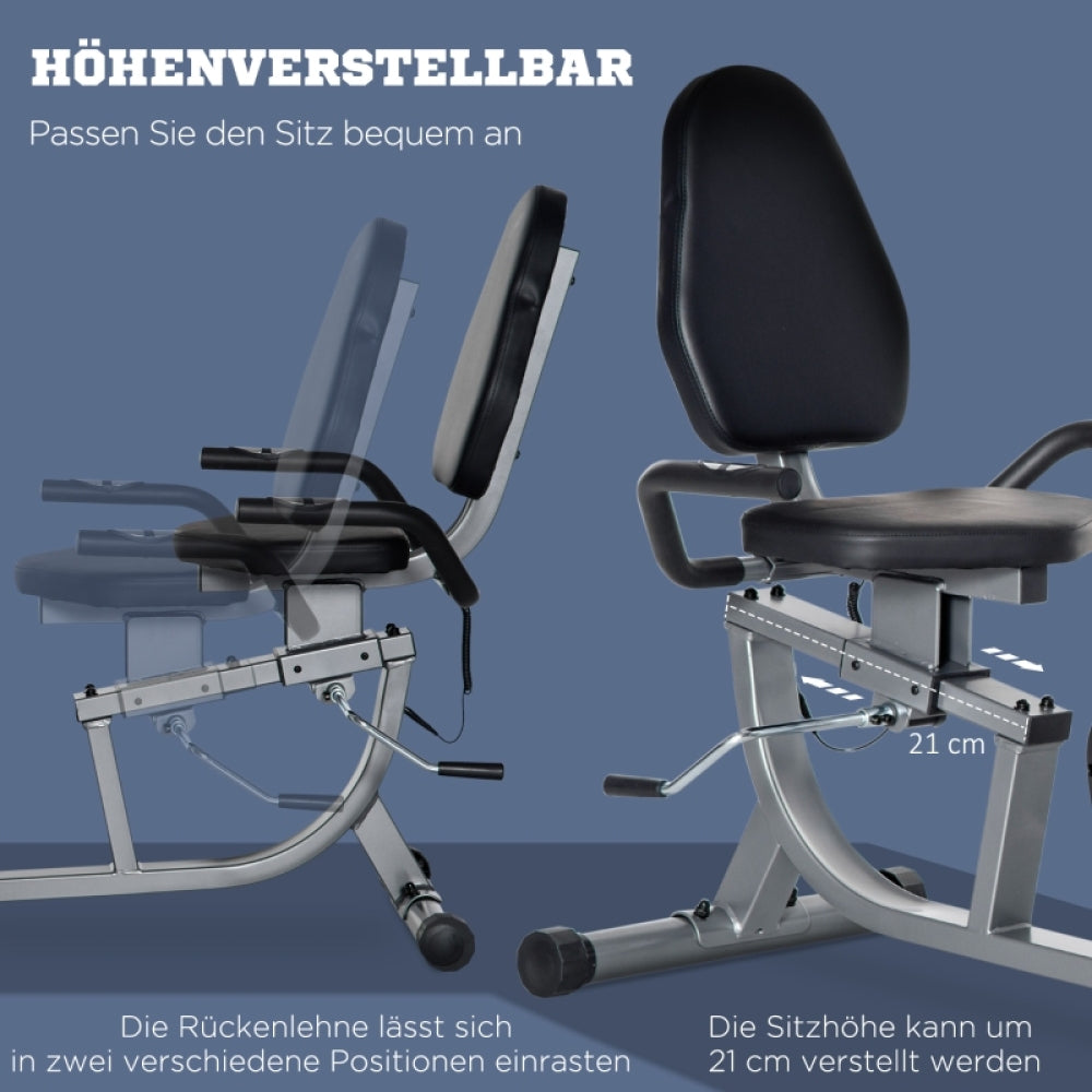 H104 Liegeheimtrainer – Höhenverstellbarer Sitz und neigbare Rückenlehne für verschiedene Körpergrößen
