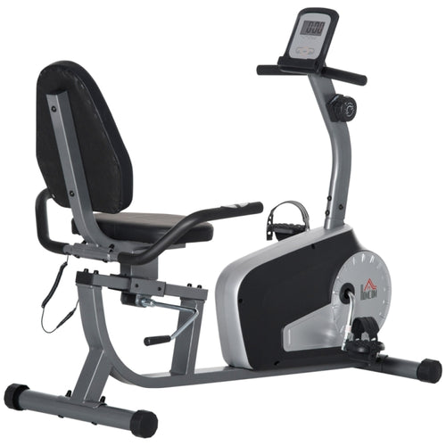 Sunjetfit H104 Liegeheimtrainer – Komfortables Liegerad in Grau-Schwarz mit Rückenlehne und LCD-Monitor
