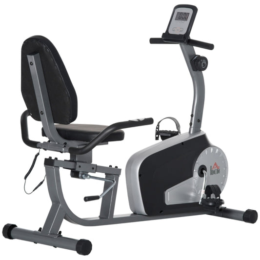 Sunjetfit H104 Liegeheimtrainer – Komfortables Liegerad in Grau-Schwarz mit Rückenlehne und LCD-Monitor