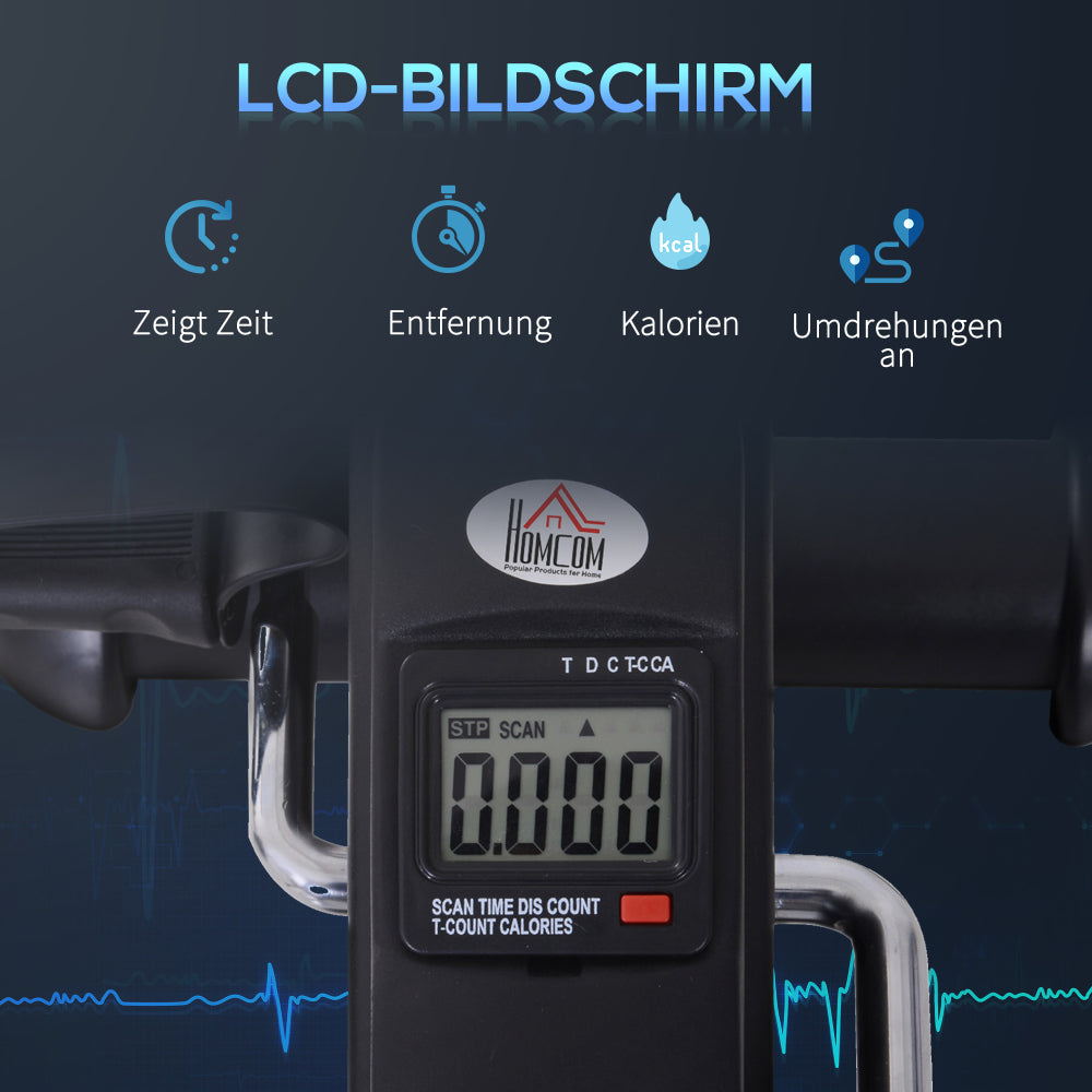 H105 Mini-Heimtrainer Schwarz – LCD-Bildschirm mit Anzeige von Zeit, Entfernung, Kalorien und Umdrehungen