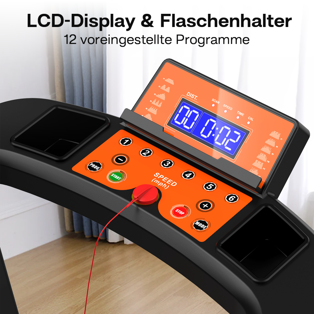 Sunjetfit S100 Senioren Laufband – Senior trainiert mit LCD-Display und Haltestangen
