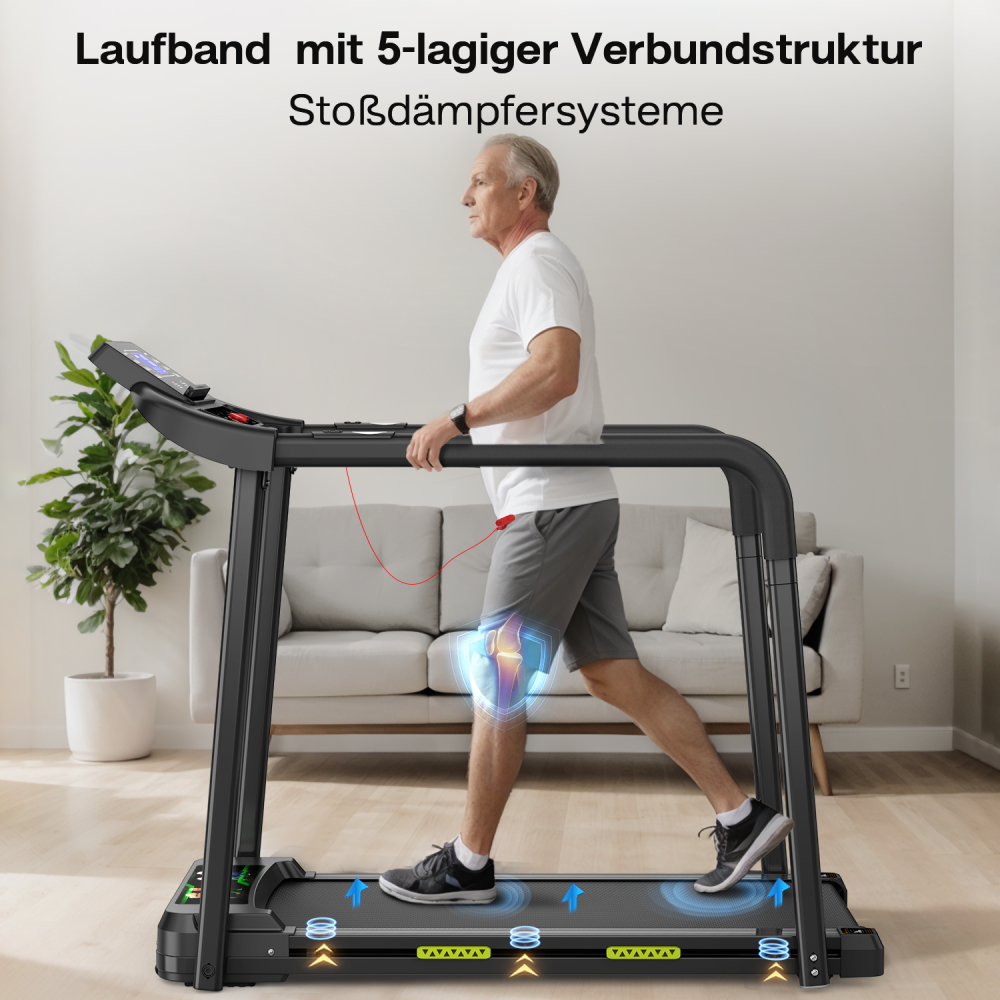 S200 5-lagige Verbundstruktur – Senior geht auf Laufband, Seitenansicht