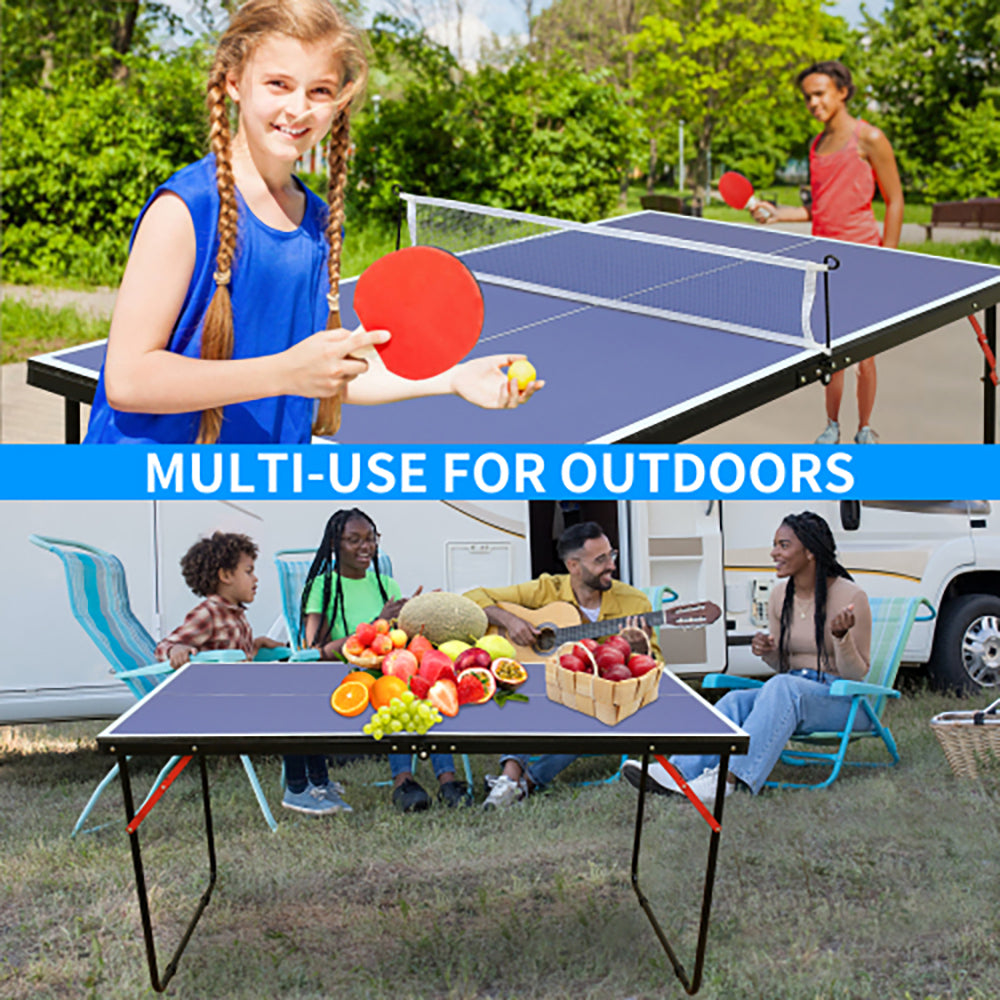 T100 Tischtennisplatte Outdoor – Familie spielt Tischtennis im Garten