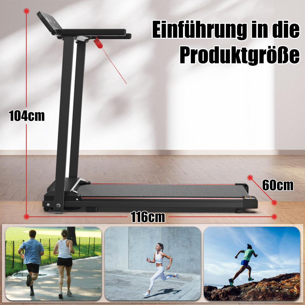 T200 Heimlaufband Produktmaße – 116 cm Länge, 60 cm Breite, 104 cm Höhe gefaltet