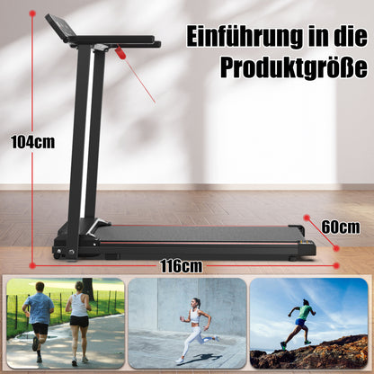T200 Heimlaufband Produktmaße – 116 cm Länge, 60 cm Breite, 104 cm Höhe gefaltet