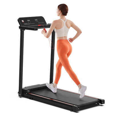Sunjetfit T200 Heimlaufband – Frau läuft auf klappbarem Laufband für Zuhause