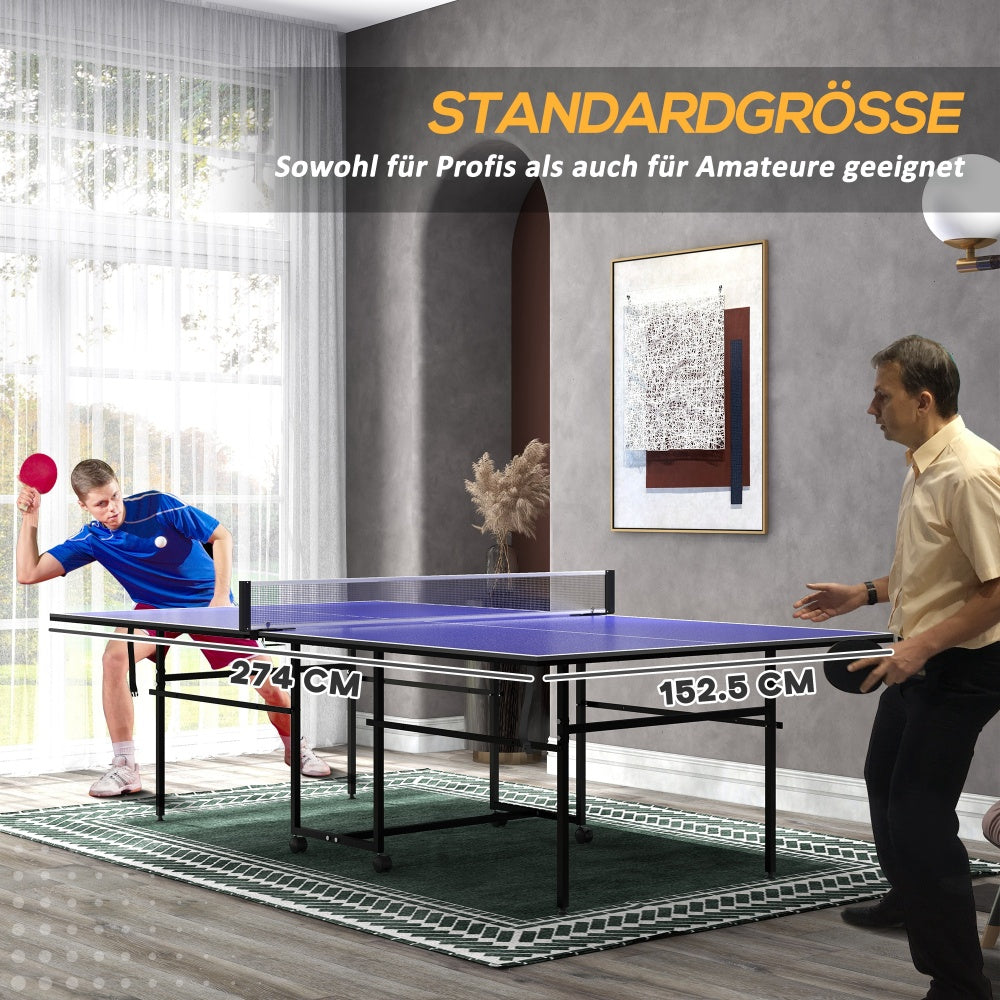 T300 Standardgröße Tischtennisplatte – 274 × 152,5 cm, Vater und Sohn spielen im Wohnzimmer