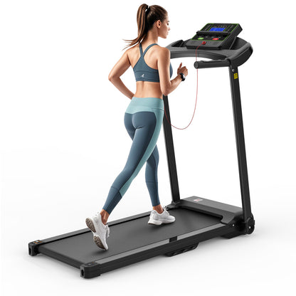 Sunjetfit T400 Heimlaufband – Frau läuft auf 7-fach gedämpftem Laufband für Zuhause