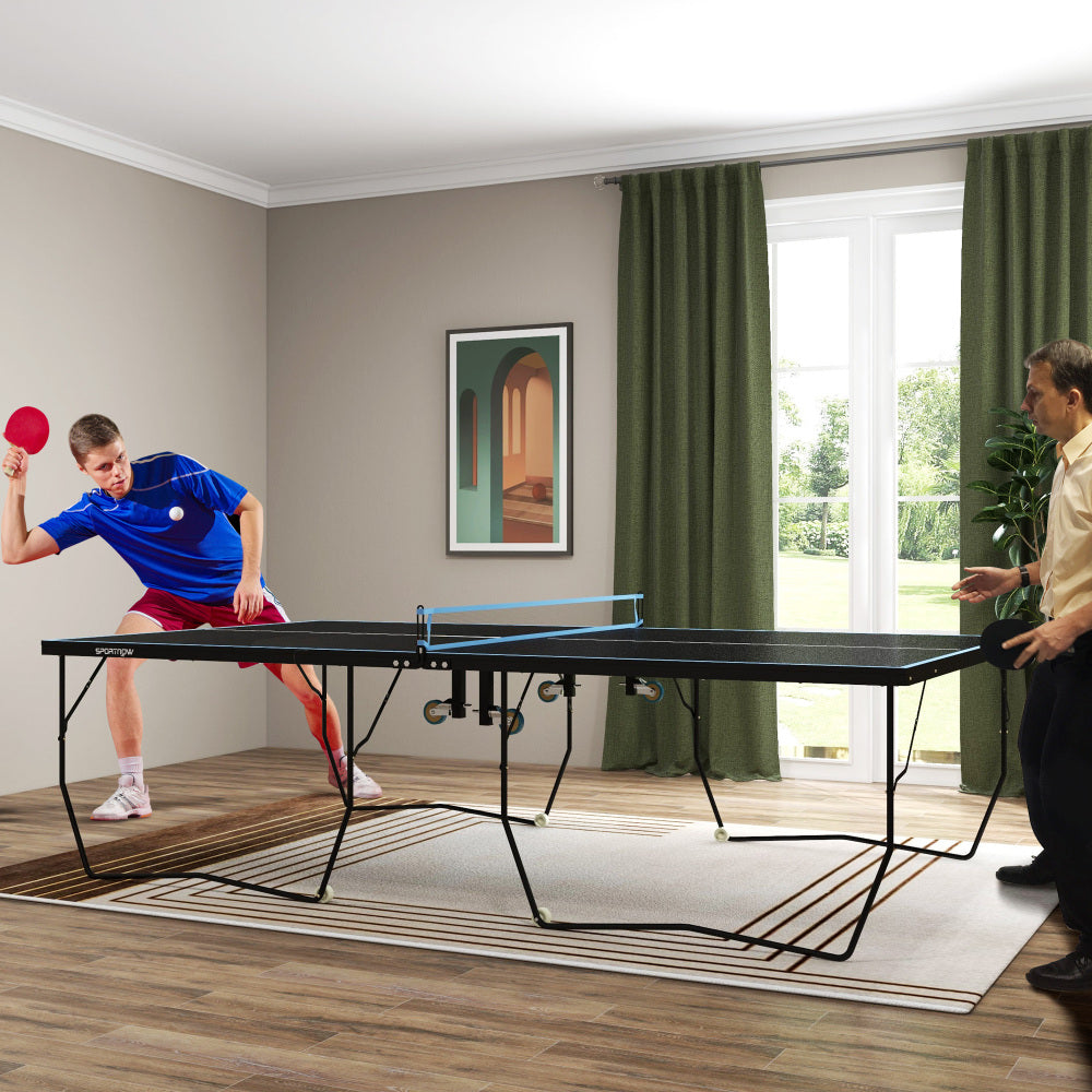 T500 Profi Tischtennisplatte schwarz – Nutzung im modernen Wohnzimmer
