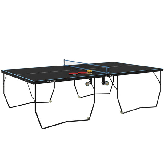 Sunjetfit T500 Profi Tischtennisplatte schwarz – MDF-Platte mit Schlägern und Bällen