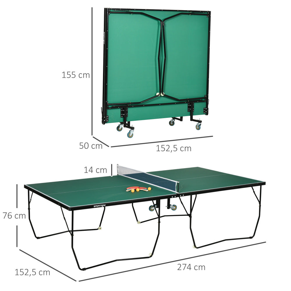 T500 Tischtennisplatte Maße grün – 274 × 152,5 cm Standardgröße